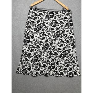 Willi Smith Womens Linen Floral Midi Skirt Size 12 Pull On Elastic Cottage Core